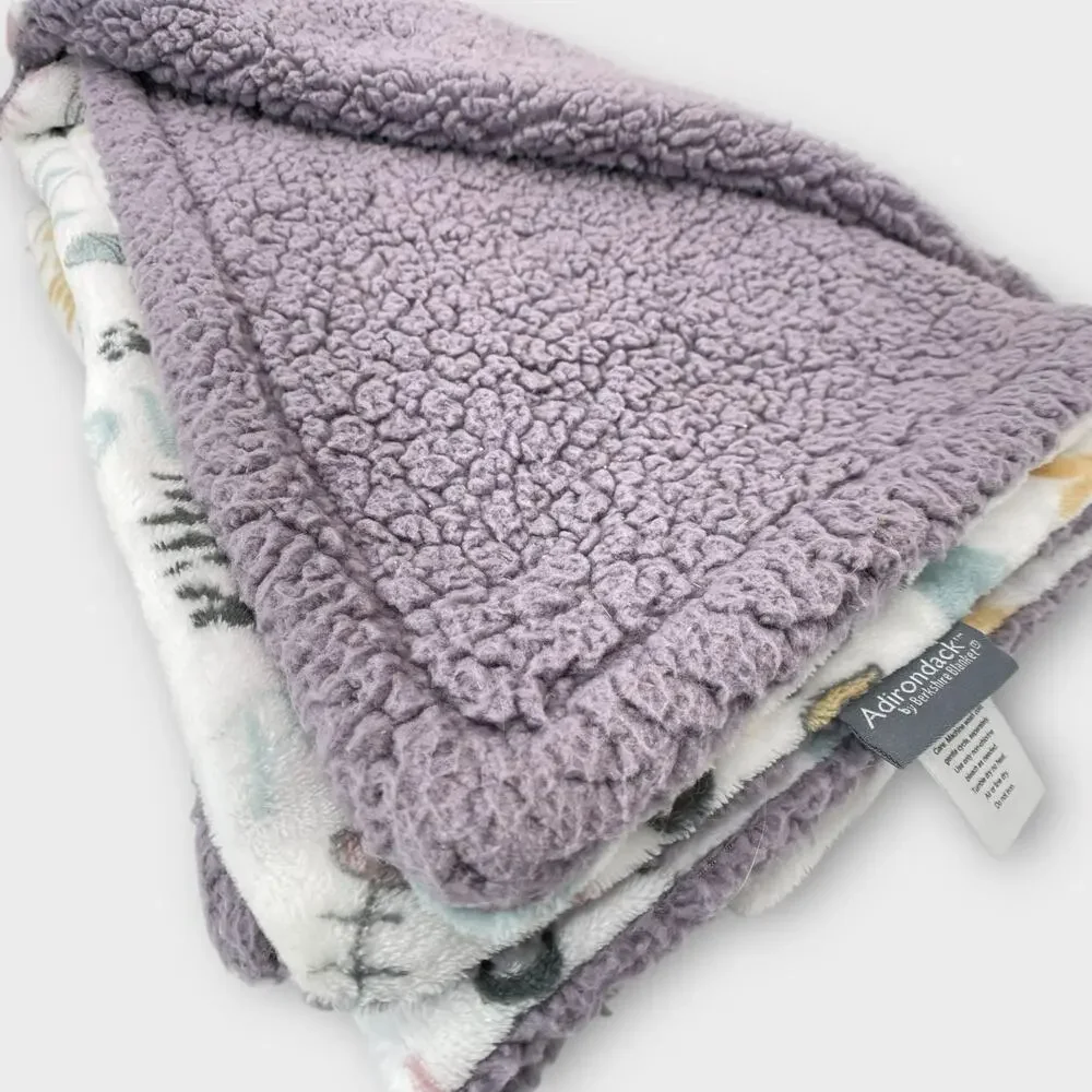 Large Adirondack Purple Cat Naps Plush Fleece Blanket Burkshire Blankets 50